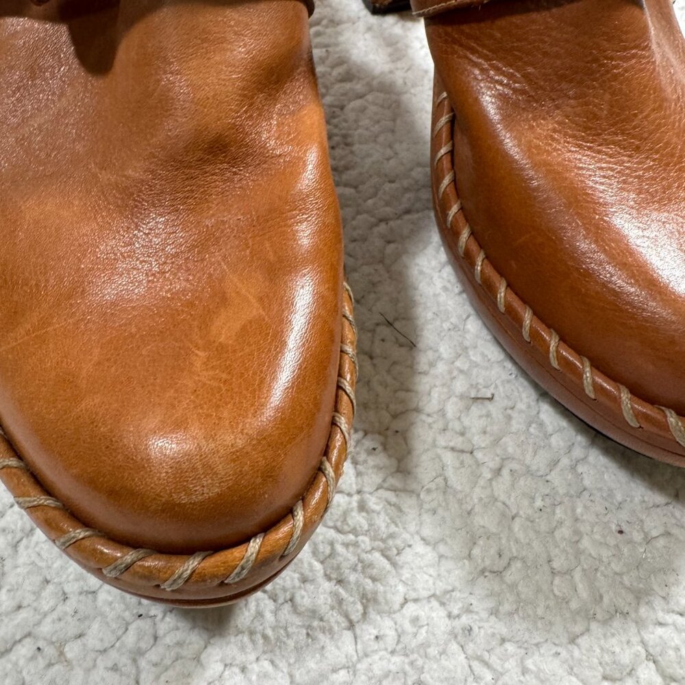 FRYE Charlotte Size 8.5 Ring Mule Leather Clogs Brazil Slip On Western Stitching - Picture 10 of 11